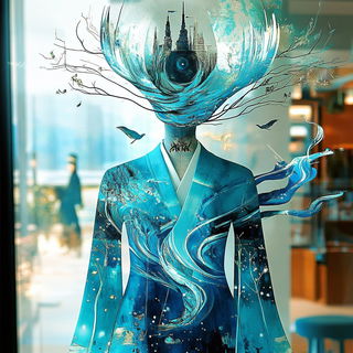 Cartoglyphic style, Midjourney V6.1: haute-couture fashion outfit