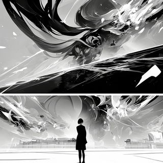 Cartoglyphic style, Midjourney V6.1: black-and-white manga comic strip