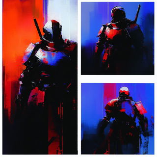 Cumulus Storyfront style, Midjourney V6.1: concept art character design of retropunk steam knight