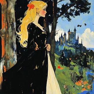 Practicalumbra style, Midjourney V6.1: retro fairy-tale illustration