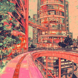 Cutout Botanical Stopmotion style, Midjourney V6.1: megacity with futuristic bioarchitecture