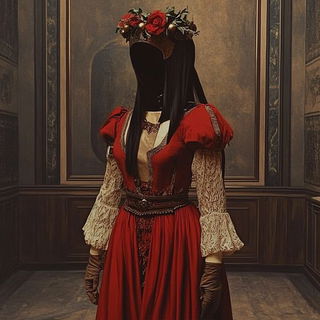 Pyramidroc style, Midjourney V6.1: haute-couture fashion outfit