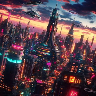 Grainweather style, Midjourney V6.1: megacity with futuristic bioarchitecture