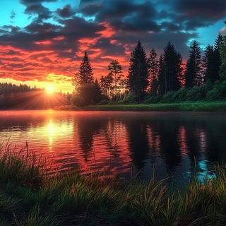 Grainweather style, Midjourney V6.1: realistic landscape photograph of quiet dawn