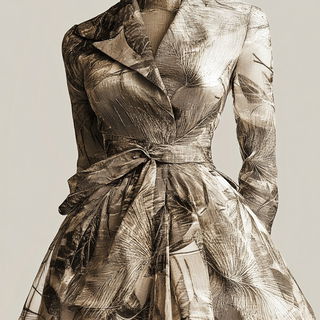 Circles Under the Ink Mountain style, Midjourney V6.1: haute-couture fashion outfit