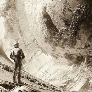 Circles Under the Ink Mountain style, Midjourney V6.1: cinematic shot from sci-fi movie