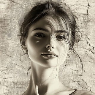 Circles Under the Ink Mountain style, Midjourney V6.1: photographic portrait of female protagonist