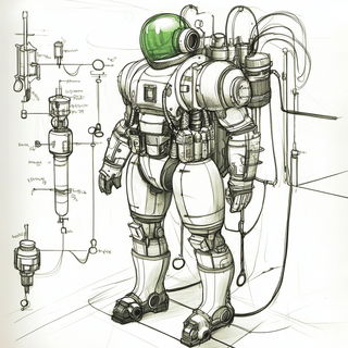 Kagebeam style, Midjourney V6.1: concept art character design of retropunk steam knight