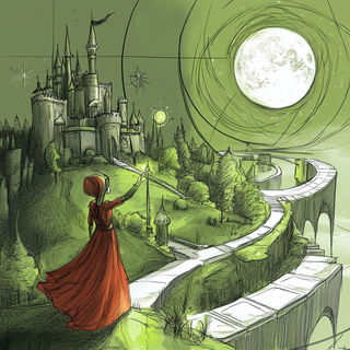 Kagebeam style, Midjourney V6.1: retro fairy-tale illustration