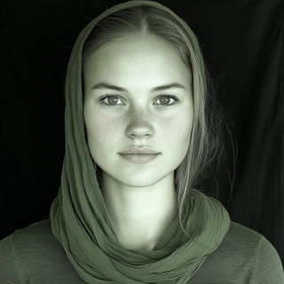 Kagebeam style, Midjourney V6.1: photographic portrait of female protagonist