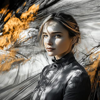Cliffopal style, Midjourney V6.1: photographic portrait of female protagonist