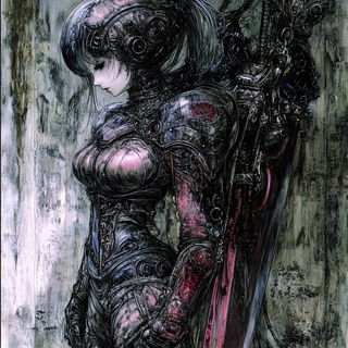 Filigree Astrarium style, Midjourney V6.1: concept art character design of retropunk steam knight