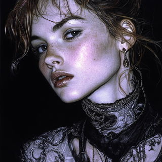 Filigree Astrarium style, Midjourney V6.1: photographic portrait of female protagonist
