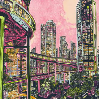 Horizon Sash style, Midjourney V6.1: megacity with futuristic bioarchitecture