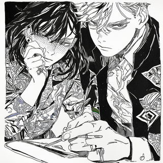 Horizon Sash style, Midjourney V6.1: black-and-white manga comic strip