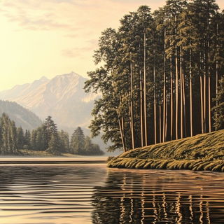 Tenonfall Cinema style, Midjourney V6.1: realistic landscape photograph of quiet dawn