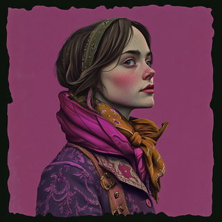 Crosshatch Expeditionary style, Midjourney V6.1: photographic portrait of female protagonist