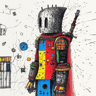 Tidepaint style, Midjourney V6.1: concept art character design of retropunk steam knight