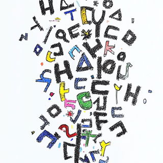 Tidepaint style, Midjourney V6.1: typographic composition with large letters