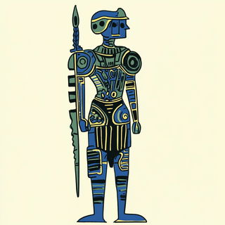 Mami Wata Color Rite style, Midjourney V6.1: concept art character design of retropunk steam knight