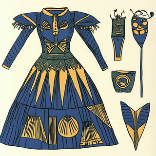 Mami Wata Color Rite style, Midjourney V6.1: haute-couture fashion outfit