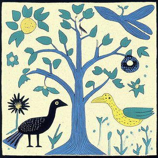 Mami Wata Color Rite style, Midjourney V6.1: traditional folk art