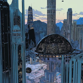 Atlas of Inked Beasts style, Midjourney V6.1: megacity with futuristic bioarchitecture