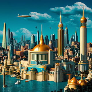Gazeweave style, Midjourney V6.1: megacity with futuristic bioarchitecture
