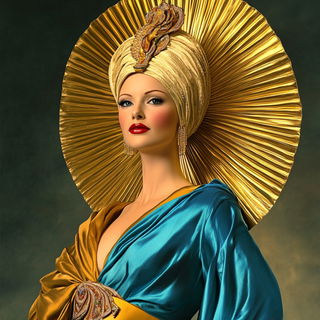 Gazeweave style, Midjourney V6.1: haute-couture fashion outfit