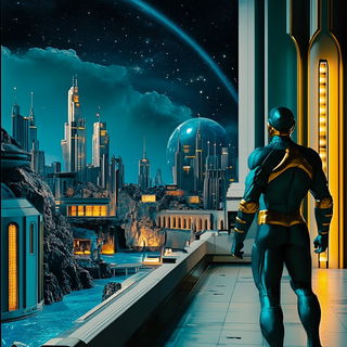 Gazeweave style, Midjourney V6.1: cinematic shot from sci-fi movie