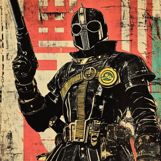 Wakeborne style, Midjourney V6.1: concept art character design of retropunk steam knight