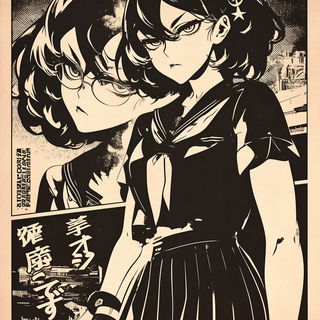 Wakeborne style, Midjourney V6.1: black-and-white manga comic strip