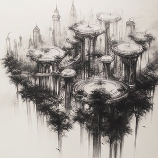Chromasuture style, Midjourney V6.1: megacity with futuristic bioarchitecture