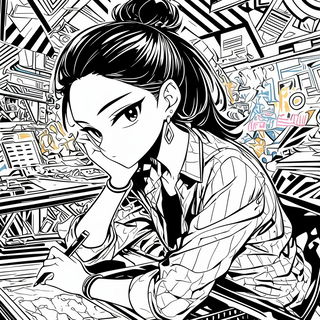 Malachite Drapery style, Midjourney V6.1: black-and-white manga comic strip