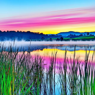 Malachite Drapery style, Midjourney V6.1: realistic landscape photograph of quiet dawn