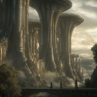 Skysakura style, Midjourney V6.1: megacity with futuristic bioarchitecture