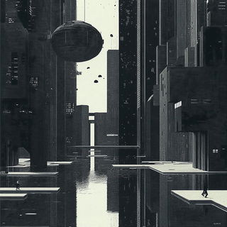Iridescent Quiver style, Midjourney V6.1: megacity with futuristic bioarchitecture
