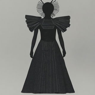 Iridescent Quiver style, Midjourney V6.1: haute-couture fashion outfit