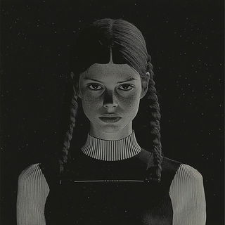 Iridescent Quiver style, Midjourney V6.1: photographic portrait of female protagonist