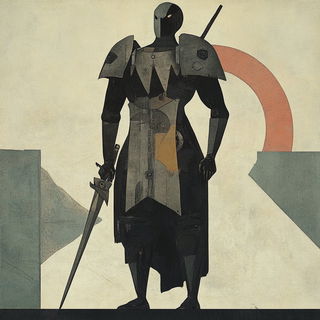 Panelshock style, Midjourney V6.1: concept art character design of retropunk steam knight