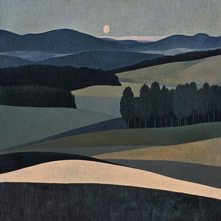 Panelshock style, Midjourney V6.1: realistic landscape photograph of quiet dawn