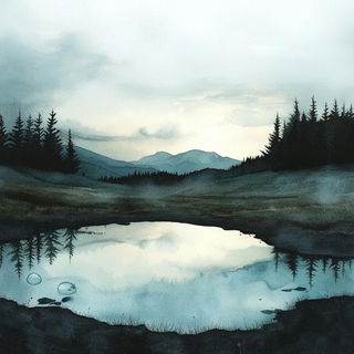 Terracinerama style, Midjourney V6.1: realistic landscape photograph of quiet dawn