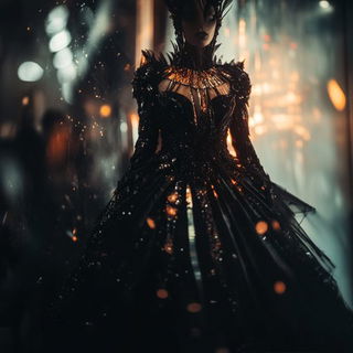 Copperplate Orb Etching style, Midjourney V6.1: haute-couture fashion outfit