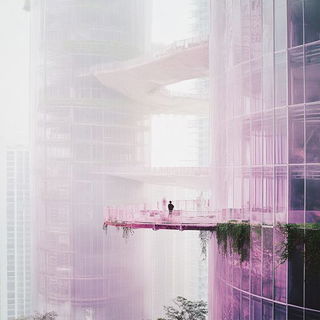 Bluepetal Orbitals style, Midjourney V6.1: megacity with futuristic bioarchitecture