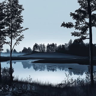 Washclaw Chronicle style, Midjourney V6.1: realistic landscape photograph of quiet dawn
