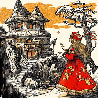 Lanternpath Panorama style, Midjourney V6.1: retro fairy-tale illustration