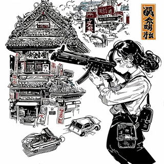 Lanternpath Panorama style, Midjourney V6.1: black-and-white manga comic strip