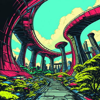 Cogmoss style, Midjourney V6.1: megacity with futuristic bioarchitecture