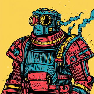 Cogmoss style, Midjourney V6.1: concept art character design of retropunk steam knight