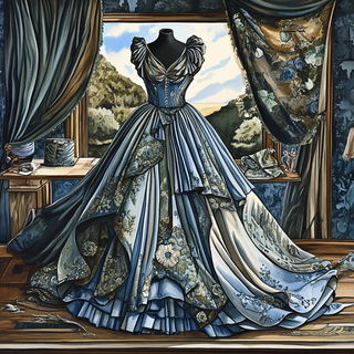 Inkscratchery style, Midjourney V6.1: haute-couture fashion outfit